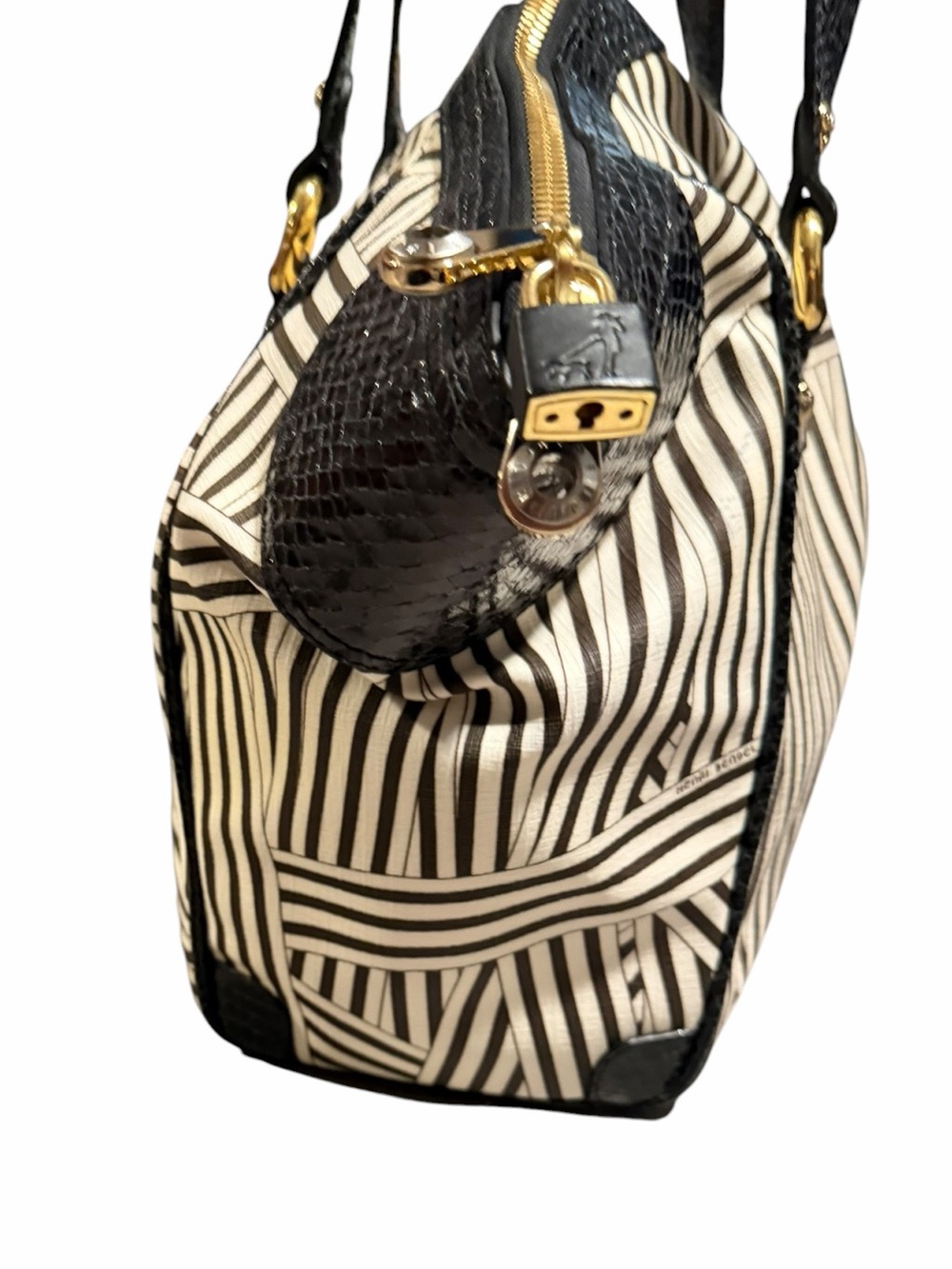Henri Bendel Disturbed Stripe Luggage Shoulder Bag - Picture 9 of 12